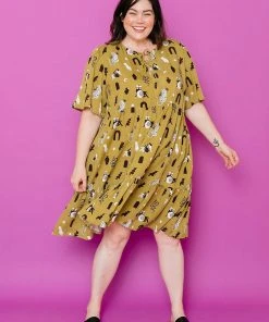 Mata Traders Adelaide Tiered Mini Dress Olive Curios