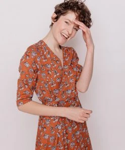 Mata Traders Aditi Hazelnut Floral Tencel Wrap Dress Clothing 4 Mata Traders Aditi Hazelnut Floral Tencel Wrap Dress Clothing