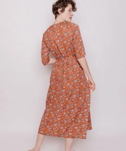 Mata Traders Aditi Hazelnut Floral Tencel Wrap Dress Clothing 2 Mata Traders Aditi Hazelnut Floral Tencel Wrap Dress Clothing