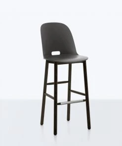 Emeco Furniture Alfi Recycled High Back Barstool - Dark Ash