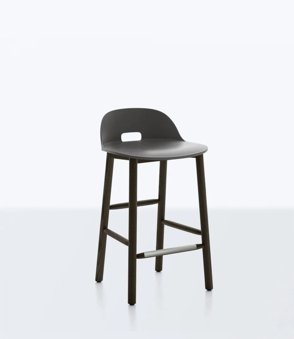 Emeco Furniture Alfi Recycled Low Back Counter Stool - Dark Ash Emeco Furniture Alfi Recycled Low Back Counter Stool - Dark Ash