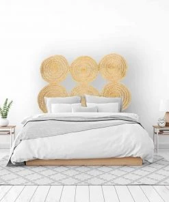 KAZI Home Goods All Natural Woven Discs Queen Headboard