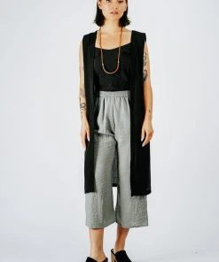 Altar Upcycled Crinkle Vest - Black