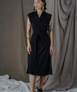 Altar Handcrafted Black Wrap Dress
