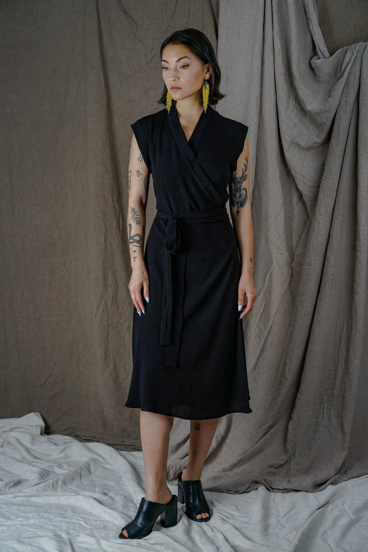 Altar Handcrafted Black Wrap Dress Altar Handcrafted Black Wrap Dress