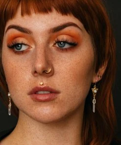 Iron Oxide Dart And Crystal Drop Earrings