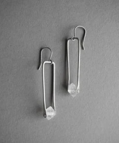 Iron Oxide Jewelry Herkimer Drop Earrings - Sterling Silver