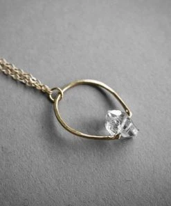 Iron Oxide Herkimer Horseshoe Necklace - Gold