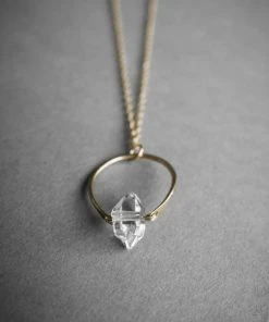 Iron Oxide Herkimer Horseshoe Necklace - Gold