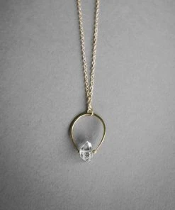 Iron Oxide Herkimer Horseshoe Necklace - Gold