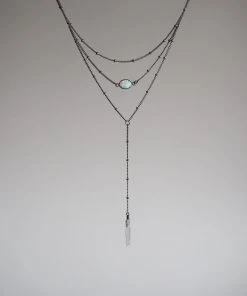 Iron Oxide Jewelry Layered Opal Lariat Necklace