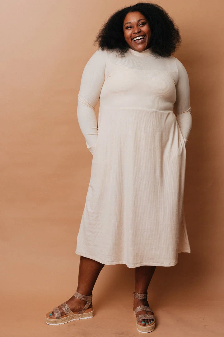 Altar Megumi Upcycled Dress - Oatmeal 2 Altar Megumi Upcycled Dress - Oatmeal