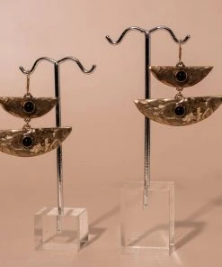 Iron Oxide Stacked Moon Earrings