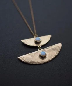 Iron Oxide Jewelry Stacked Moon Necklace