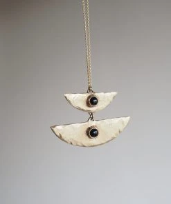 Iron Oxide Jewelry Stacked Moon Necklace
