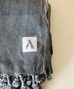 Amante Marketplace Arete Turkish Towel / Throw Blanket - Heather Gray