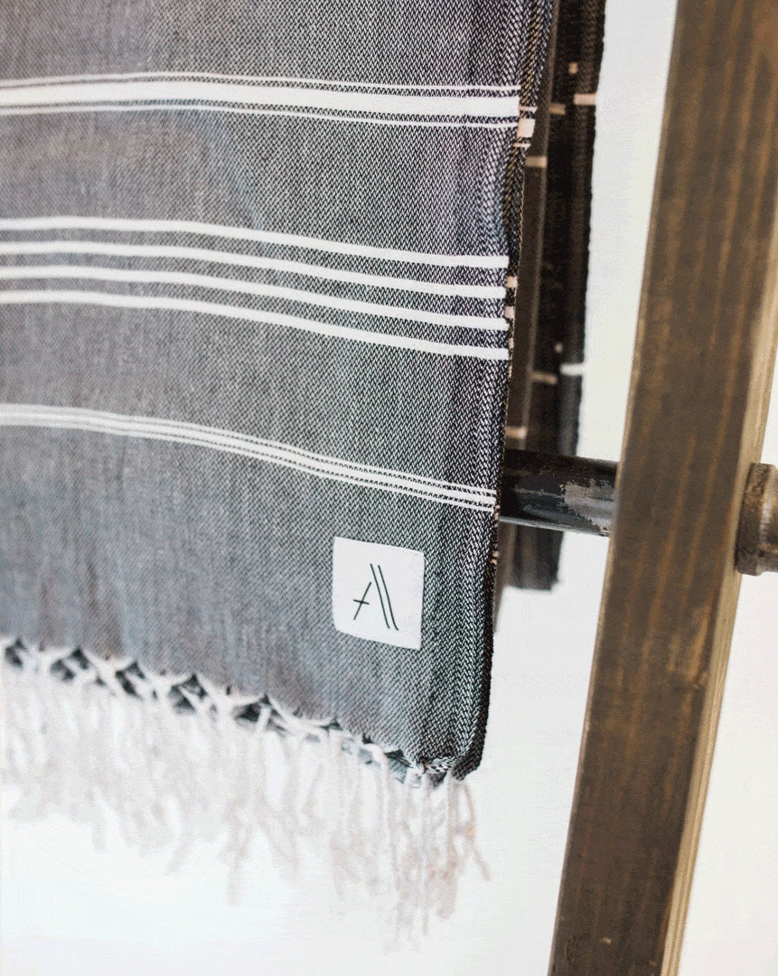 Amante Marketplace Teleios Turkish Towels - Black 2 Amante Marketplace Teleios Turkish Towels - Black