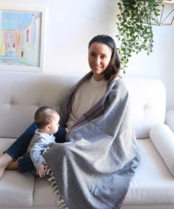 Anatolico Matia Turkish Blanket / Scarf - Black Throw Blankets