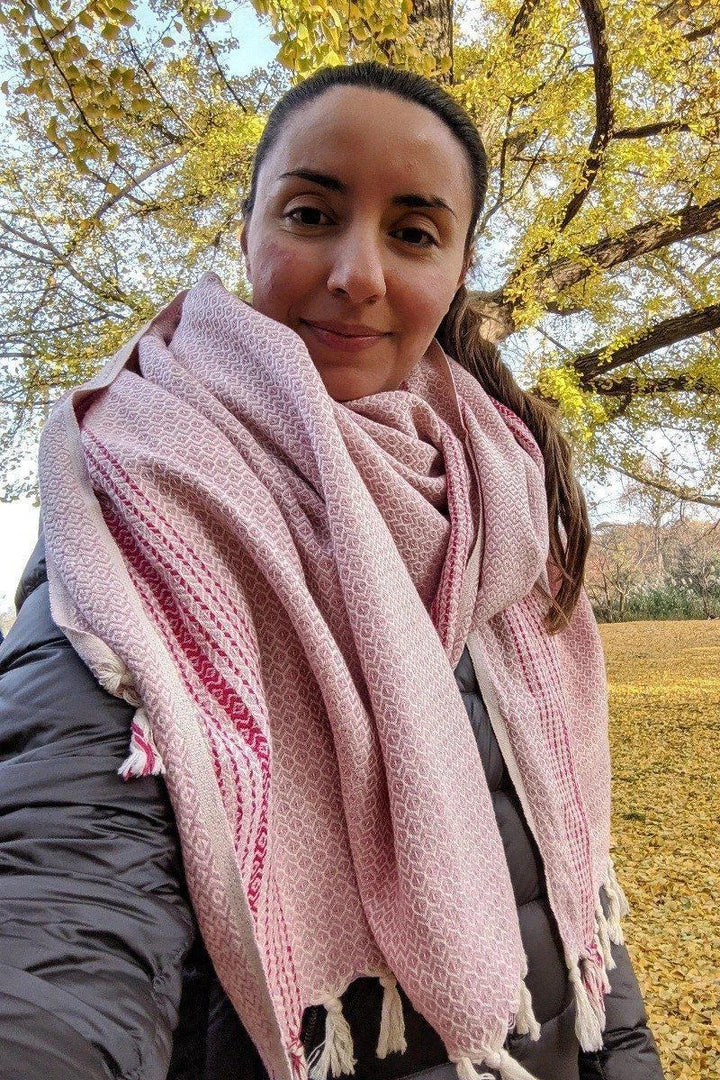 Anatolico Throw Blankets Matia Turkish Blanket / Scarf - Pink Anatolico Throw Blankets Matia Turkish Blanket / Scarf - Pink