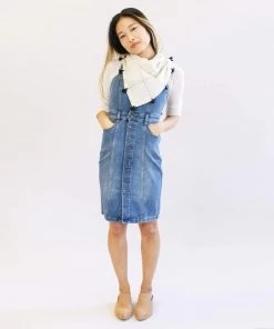 Anchal Grid Scarf With Tassels - Bone Accessories