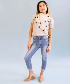 Anchal Grid Scarf With Tassels - Bone Accessories