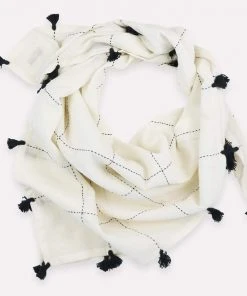 Anchal Grid Scarf With Tassels - Bone Accessories