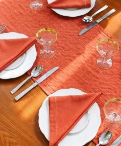 Anchal Cross Stitch Table Runner - Rust Kitchen + Dining