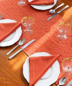 Anchal Pin Stitch Napkin Set - Rust Kitchen + Dining 2 Anchal Pin Stitch Napkin Set - Rust Kitchen + Dining
