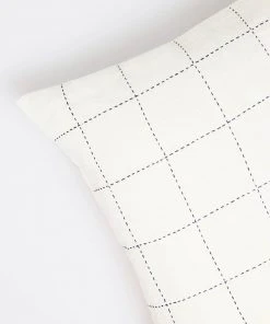 Anchal Grid Stitch Throw Pillow - Bone