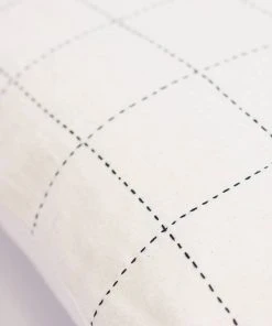 Anchal Grid Stitch Throw Pillow - Bone