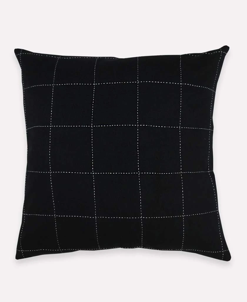 Anchal Grid Stitch Throw Pillow - Charcoal Home Goods Anchal Grid Stitch Throw Pillow - Charcoal Home Goods