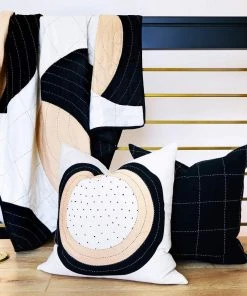 Anchal Grid Stitch Throw Pillow - Charcoal Home Goods 3 Anchal Grid Stitch Throw Pillow - Charcoal Home Goods