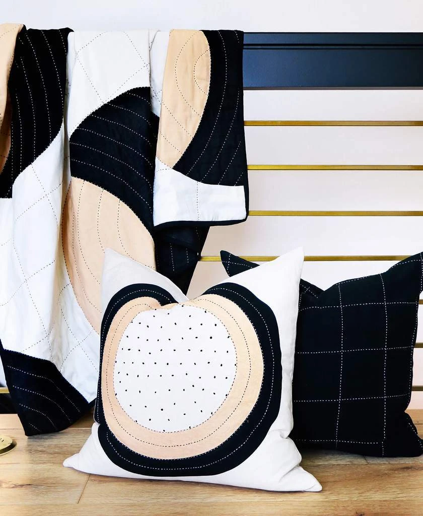 Anchal Grid Stitch Throw Pillow - Charcoal Home Goods Anchal Grid Stitch Throw Pillow - Charcoal Home Goods