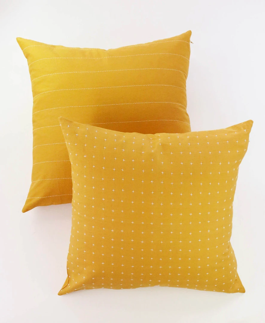 Anchal Cross Stitch Throw Pillow - Mustard Home Goods 3 Anchal Cross Stitch Throw Pillow - Mustard Home Goods