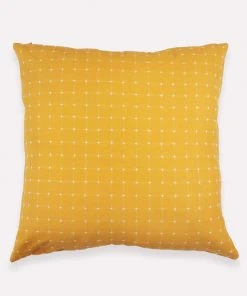 Anchal Cross Stitch Throw Pillow - Mustard Home Goods