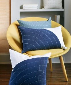 Anchal Curve Throw Pillow - Navy Home Goods