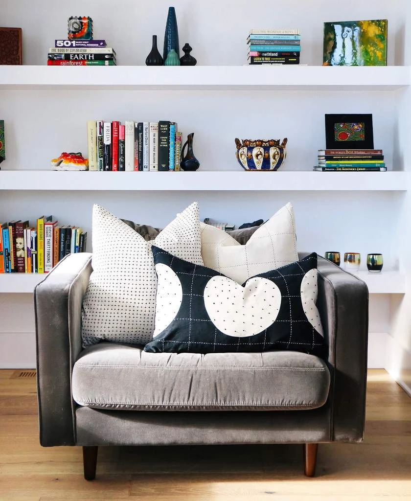 Anchal Lunar Dot Lumbar Pillow - Charcoal 5 Anchal Lunar Dot Lumbar Pillow - Charcoal