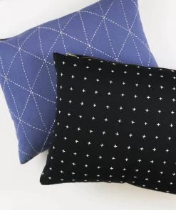 Anchal Cross Stitch Small Throw Pillow - Charcoal