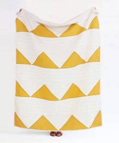 Anchal Triangle Throw Quilt - Mustard Home Goods