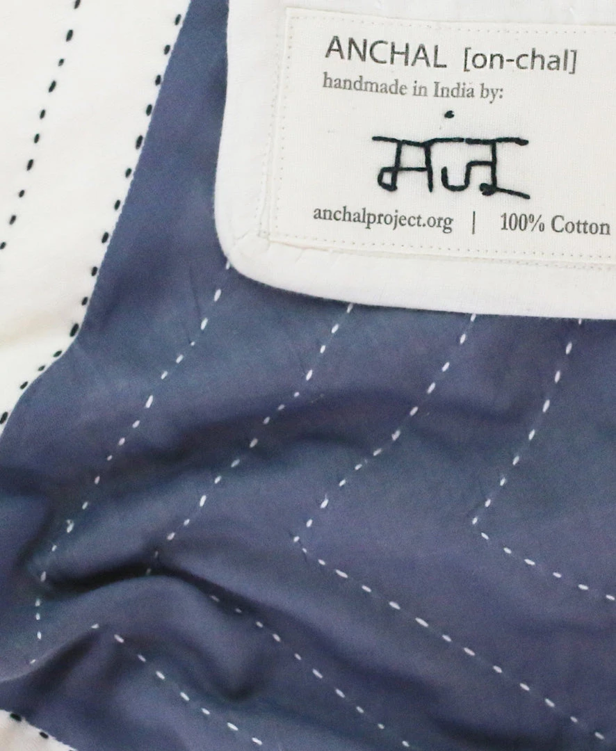 Anchal Home Goods Triangle Throw Quilt - Slate Anchal Home Goods Triangle Throw Quilt - Slate