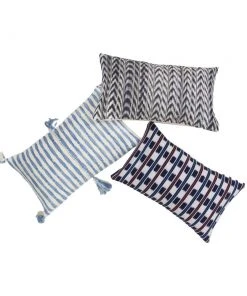 Archive New York Antigua Lumbar Pillow - Faded Indigo Striped