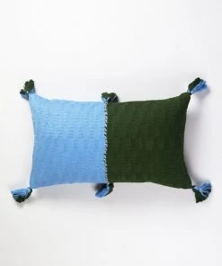 Archive New York Antigua Lumbar Pillow - Olive + Blue