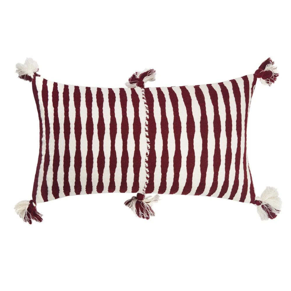 Archive New York Antigua Lumbar Pillow - Burgundy Striped Archive New York Antigua Lumbar Pillow - Burgundy Striped