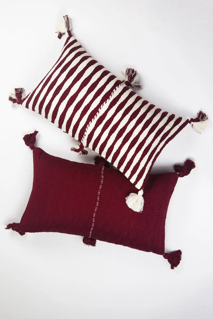 Archive New York Antigua Lumbar Pillow - Burgundy Striped Archive New York Antigua Lumbar Pillow - Burgundy Striped