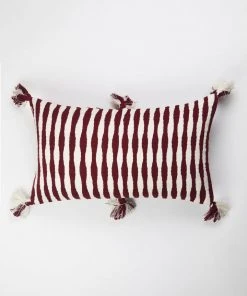 Archive New York Antigua Lumbar Pillow - Burgundy Striped 3 Archive New York Antigua Lumbar Pillow - Burgundy Striped