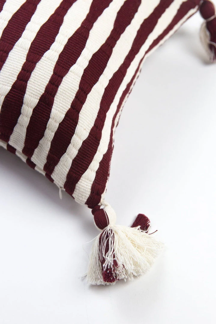 Archive New York Antigua Lumbar Pillow - Burgundy Striped Archive New York Antigua Lumbar Pillow - Burgundy Striped