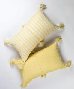 Archive New York Antigua Lumbar Pillow - Butter Yellow Striped Home Goods