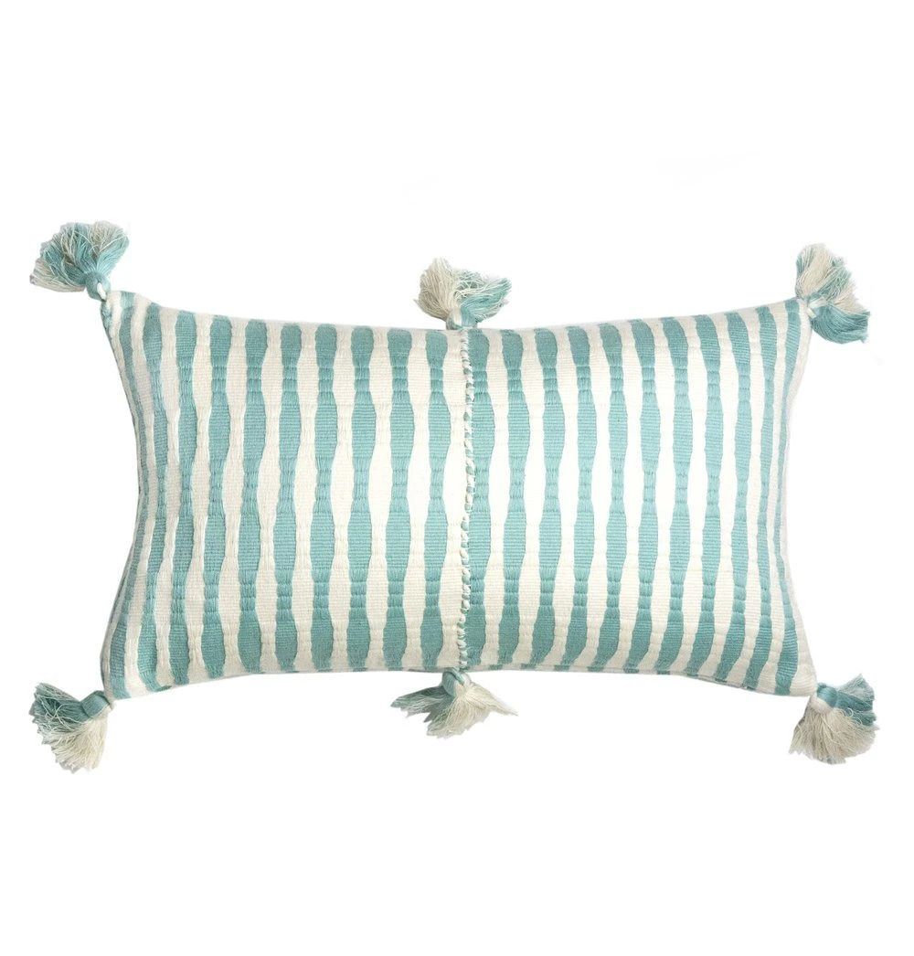 Archive New York Antigua Lumbar Pillow - Faded Aqua Striped Archive New York Antigua Lumbar Pillow - Faded Aqua Striped