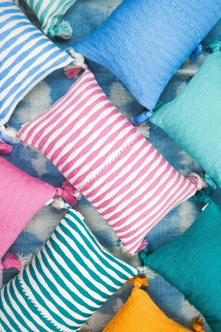 Archive New York Antigua Lumbar Pillow - Faded Aqua Striped Archive New York Antigua Lumbar Pillow - Faded Aqua Striped