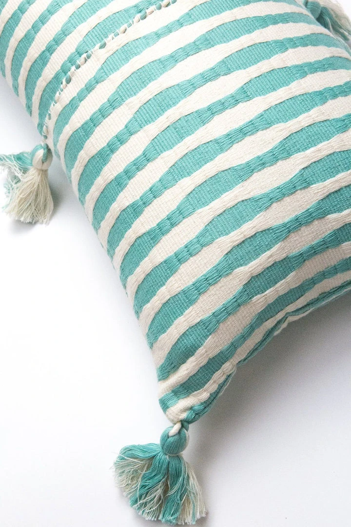 Archive New York Antigua Lumbar Pillow - Faded Aqua Striped Archive New York Antigua Lumbar Pillow - Faded Aqua Striped